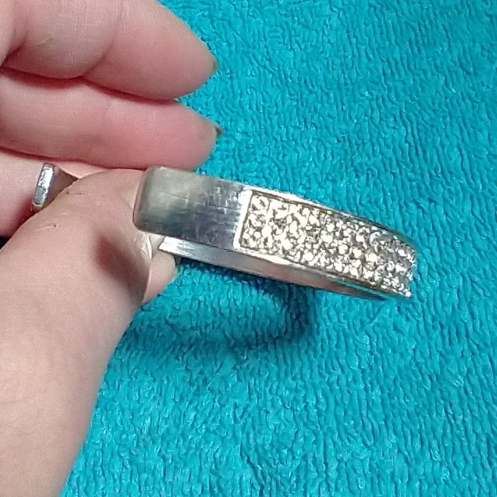 Elegant Silvertone Crystal Cuff Bracelet Vintage